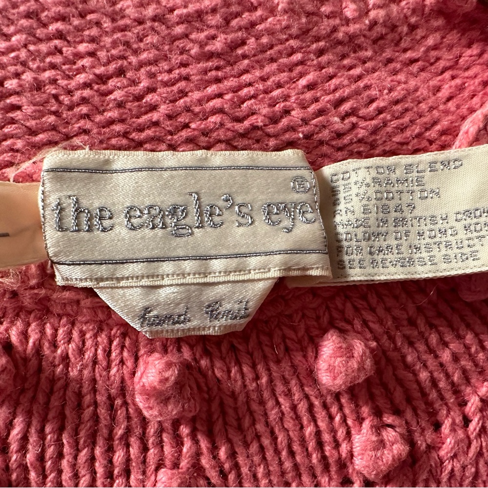 Vintage 80s HAND KNIT Pink Women's Sweater by the eagle’s eye Size L - Picture 6 of 9